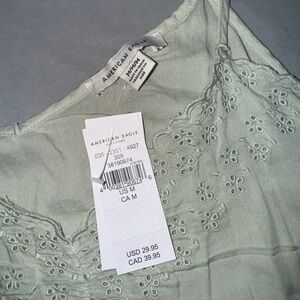 American Eagle Outfitters Light Green Embroidered Top